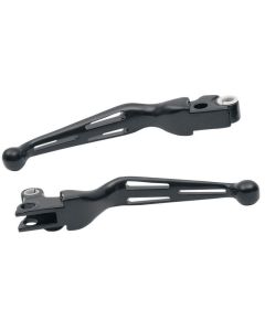 Drag Specialties Matte Black Slotted Wide Blade Lever Set Harley-Davidson 0610-0142