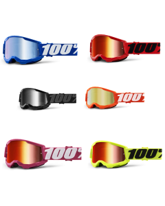 2021 100% Strata 2 Mirror Lens Youth/Kids MX Motocross Offroad Goggles