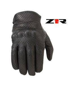 Z1R 270 Perforated Street Motorcycle Riding Black Leather Gloves - Pick Size
