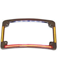 Custom Dynamics Chrome Curved  License Plate Frame LED Turn Signal Harley Cruser