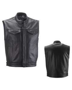 Highway 21 Magnum Black Leather Street Motorcycle Vest -Pick Size