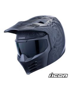Icon Elsinore Darkgard Modular Street Motorcycle Black Helmet - Pick Size