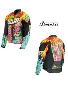 Icon Overlord3 Scatterbrain Street Motorcycle BLack/Orange Yellow Jacket 