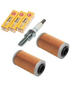 4 NGK Standard Spark Plugs & 2 Oil Filter For Sea-Doo GTI GTX RXP RXT