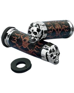 Drag Specialties Skull Grips With Plain Eyes for Harley Davidson DS-243255