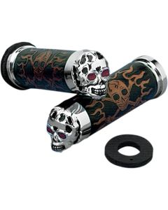 Drag Specialties Skull Grips With Red Eyes for Harley Davidson DS-243256