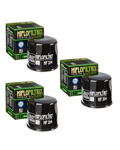 Hiflofiltro 3 Pack Oil Filter HF204 Honda Kawasaki Suzuki Triumph Yamaha - HF204