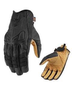 Icon 1000 Axys Goatskin Leather Street Motorcycle Black/Gold Gloves - Pick Size